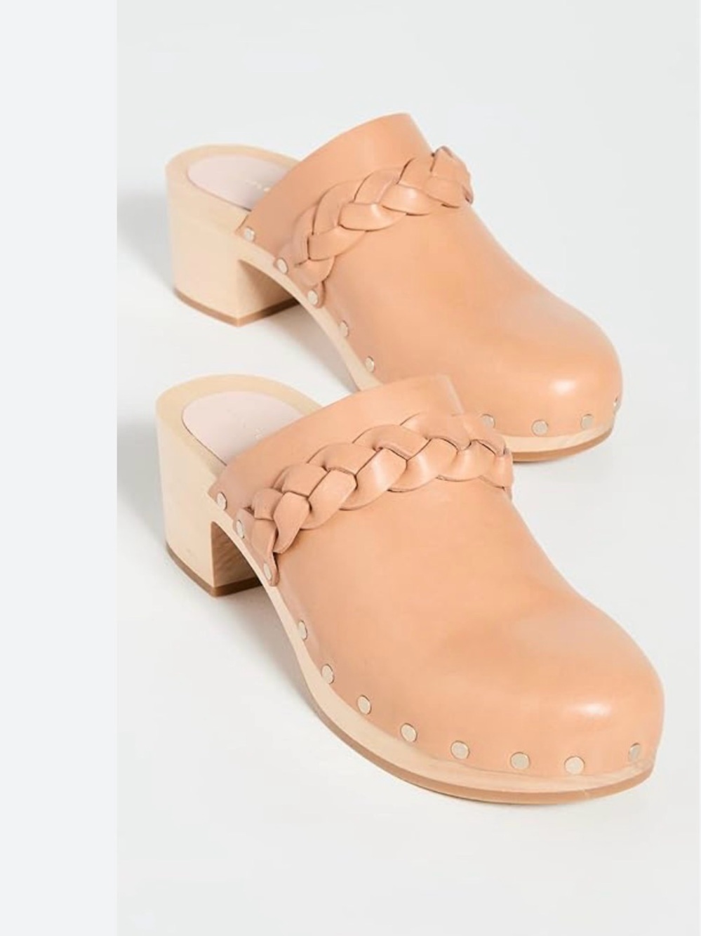 Loeffler Randall Lupa braided leather clogs in honey. Tan Leather Boho Clog Mule - Picture 2 of 11